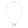 Bujukan Pave - 14K White  Yellow Gold Bujukan and Diamond Interlocking Pendant Necklace - 0.8 ct