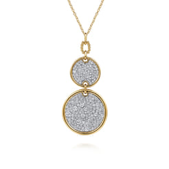 Bujukan Pave - 14K White  Yellow Gold Bujukan and Diamond Pendant Drop Necklace