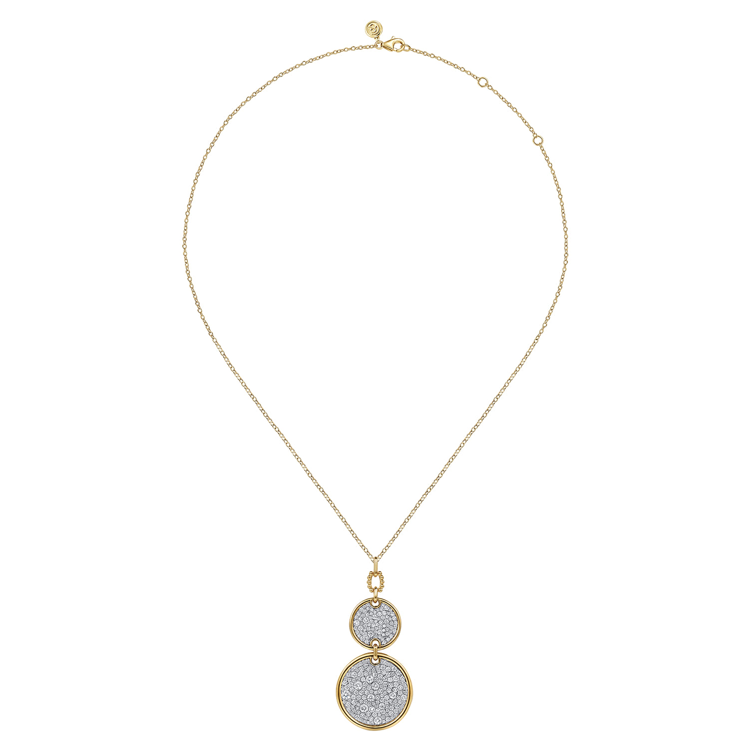 Bujukan Pave - 14K White  Yellow Gold Bujukan and Diamond Pendant Drop Necklace - 3.25 ct - Shot 2