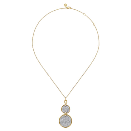 Bujukan Pave - 14K White  Yellow Gold Bujukan and Diamond Pendant Drop Necklace