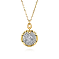 Bujukan Pave - 14K White  Yellow Gold Bujukan and Diamond Pendant Necklace