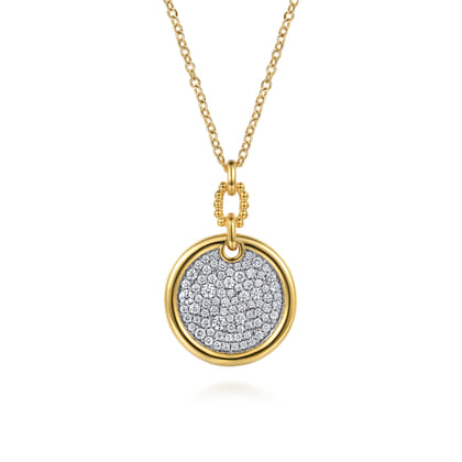 Bujukan Pave - 14K White  Yellow Gold Bujukan and Diamond Pendant Necklace