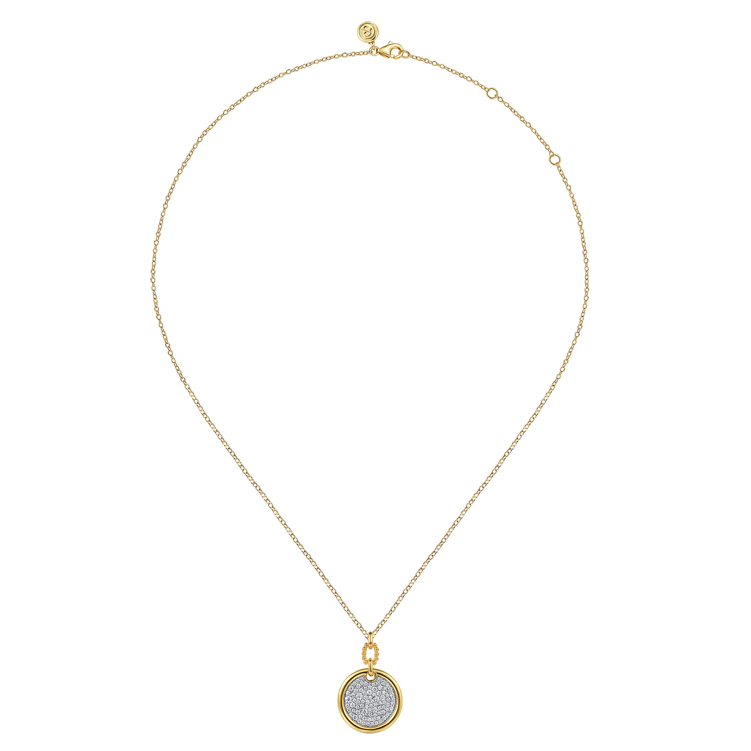 Bujukan Pave - 14K White  Yellow Gold Bujukan and Diamond Pendant Necklace - 0.8 ct - Shot 2