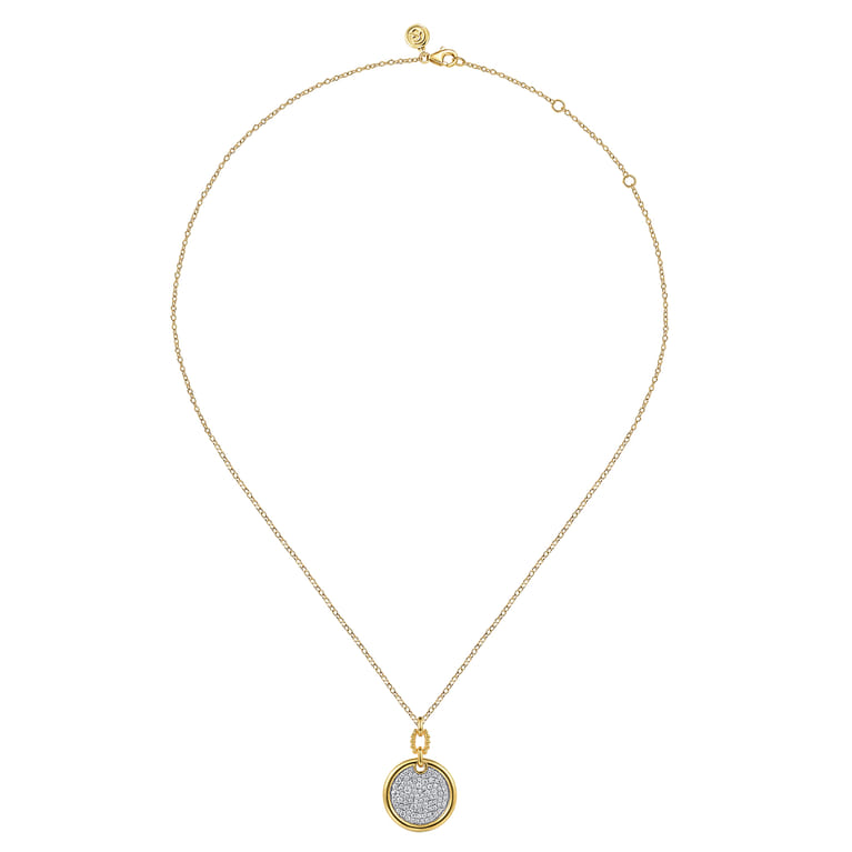 Bujukan Pave - 14K White  Yellow Gold Bujukan and Diamond Pendant Necklace - 0.8 ct - Shot 2