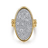 Bujukan Pave - 14K White  Yellow Gold Bujukan and Diamond Signet Ring - 1.3 ct