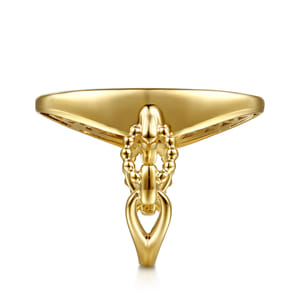 Bujukan Pave - 14K White  Yellow Gold Bujukan and Diamond Signet Ring