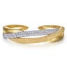 Bujukan Pave - 14K White Yellow Gold Bujukan and Diamond Split Bangle Bracelet - 2.9 ct
