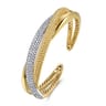 Bujukan Pave - 14K White Yellow Gold Bujukan and Diamond Split Bangle Bracelet - 2.9 ct