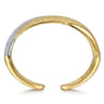Bujukan Pave - 14K White  Yellow Gold Bujukan and Diamond Split Bangle Bracelet - 2.9 ct