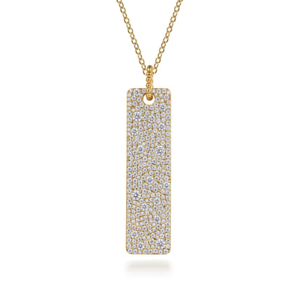 Bujukan Pave - 14K Yellow Gold Bujukan Diamond Bar Necklace