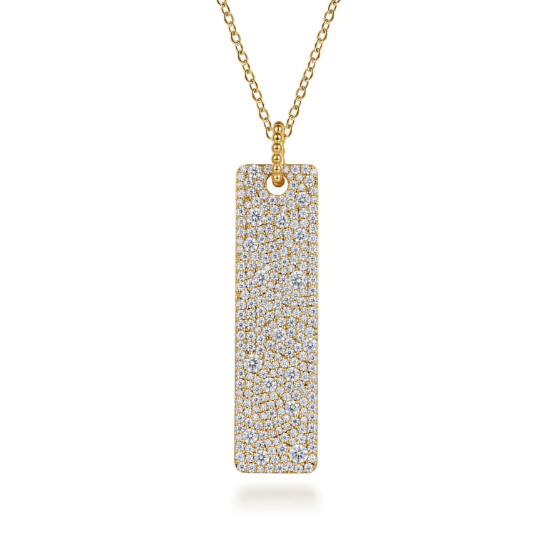 Bujukan Pave - 14K Yellow Gold Bujukan Diamond Bar Necklace - 5.9 ct - Shot 1