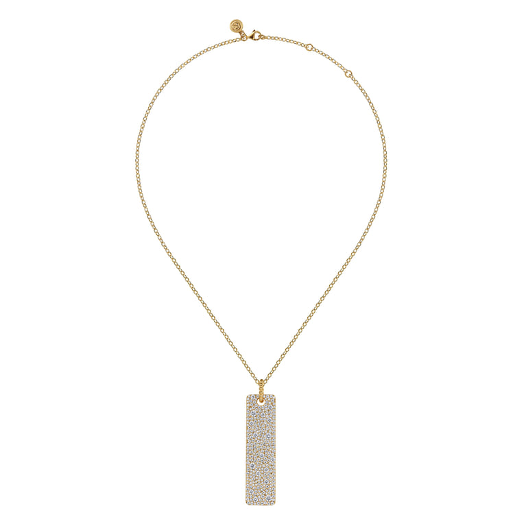 Bujukan Pave - 14K Yellow Gold Bujukan Diamond Bar Necklace - 5.9 ct - Shot 2