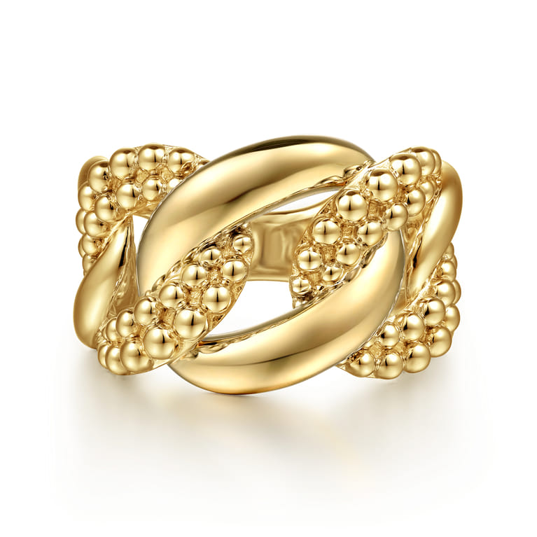 Bujukan Pave - 14K Yellow Gold Bujukan Link Ring - Shot 1