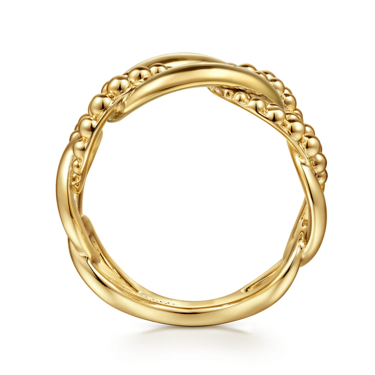 Bujukan Pave - 14K Yellow Gold Bujukan Link Ring - Shot 2