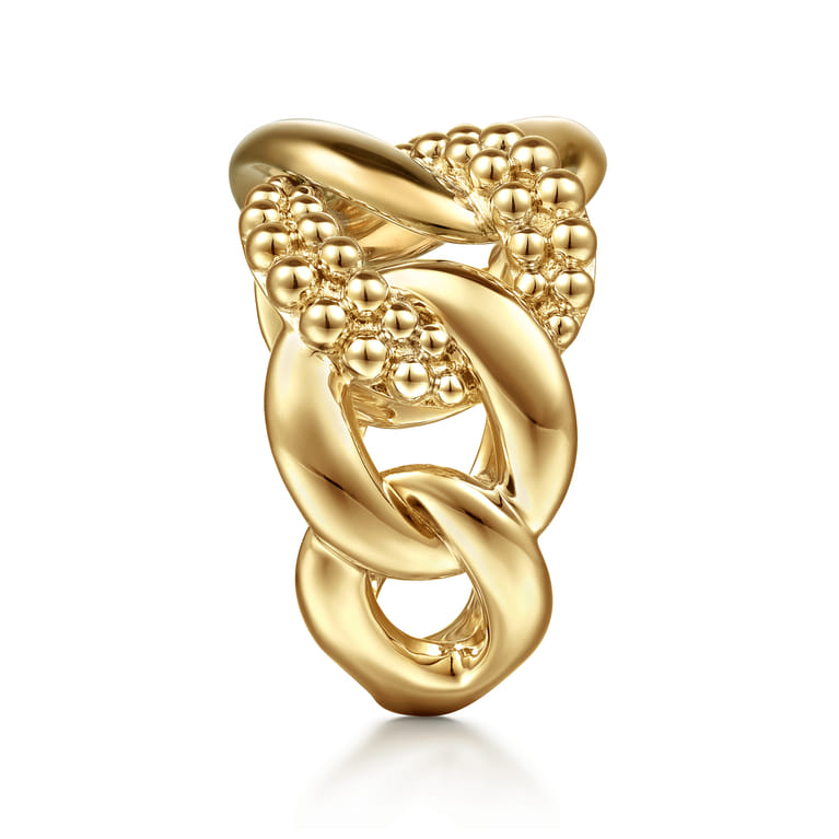 Bujukan Pave - 14K Yellow Gold Bujukan Link Ring - Shot 4