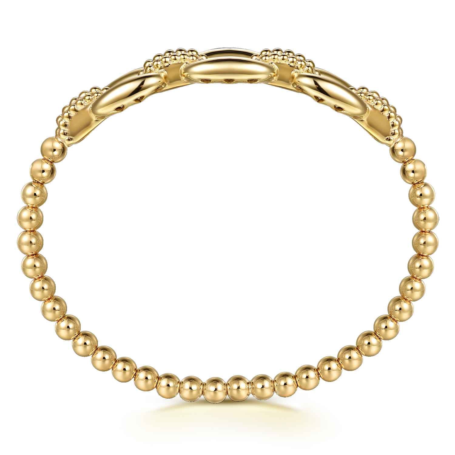 Bujukan Pave - 14K Yellow Gold Bujukan and Cushion Link Chain Bangle Bracelet - Shot 3