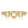 Bujukan Pave - 14K Yellow Gold Bujukan and Cushion Link Chain Bangle Bracelet