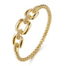 Bujukan Pave - 14K Yellow Gold Bujukan and Cushion Link Chain Bangle Bracelet