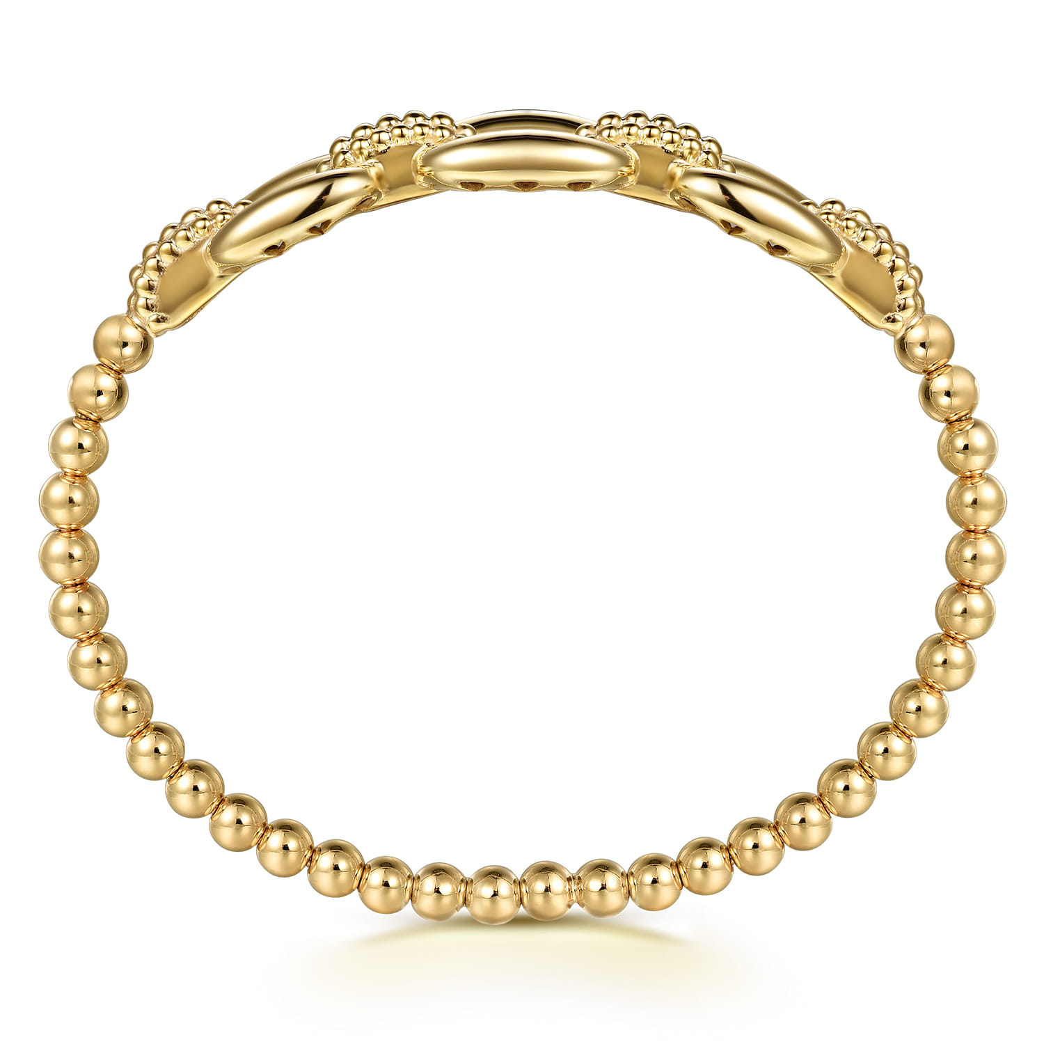 Bujukan Pave - 14K Yellow Gold Bujukan and Cushion Link Chain Bangle Bracelet