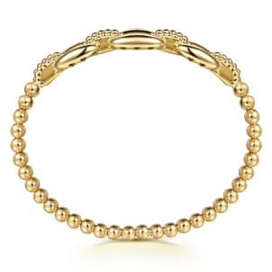 Bujukan Pave - 14K Yellow Gold Bujukan and Cushion Link Chain Bangle Bracelet
