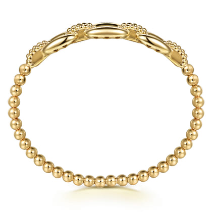Bujukan Pave - 14K Yellow Gold Bujukan and Cushion Link Chain Bangle Bracelet