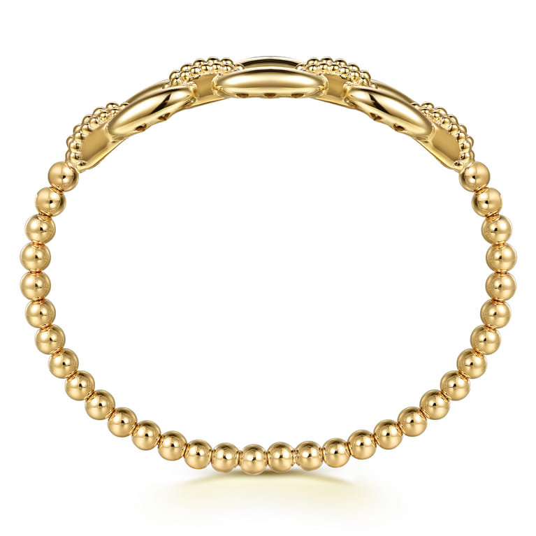 Bujukan Pave - 14K Yellow Gold Bujukan and Cushion Link Chain Bangle Bracelet - Shot 3