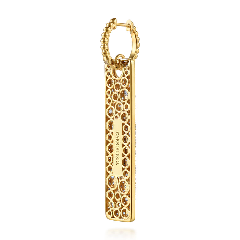 Bujukan Pave - 14K Yellow Gold Bujukan and Diamond Huggie Drop Earrings - 5.1 ct - Shot 2
