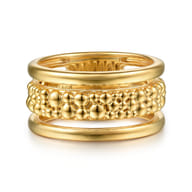 Bujukan Pave - 14K Yellow Gold Pave Bujukan Wide Band Ring