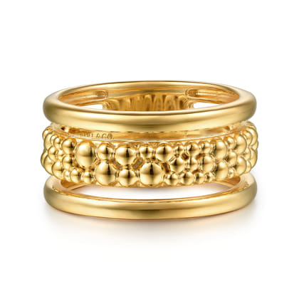 Bujukan Pave - 14K Yellow Gold Pave Bujukan Wide Band Ring