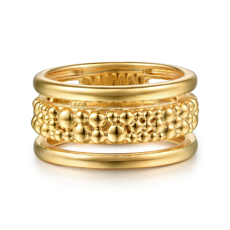 Bujukan Pave - 14K Yellow Gold Pave Bujukan Wide Band Ring - Shot 1