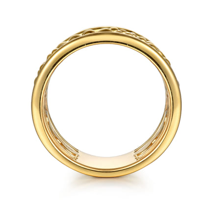Bujukan Pave - 14K Yellow Gold Pave Bujukan Wide Band Ring