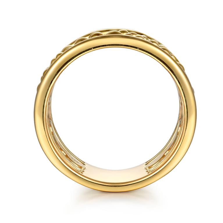Bujukan Pave - 14K Yellow Gold Pave Bujukan Wide Band Ring - Shot 2