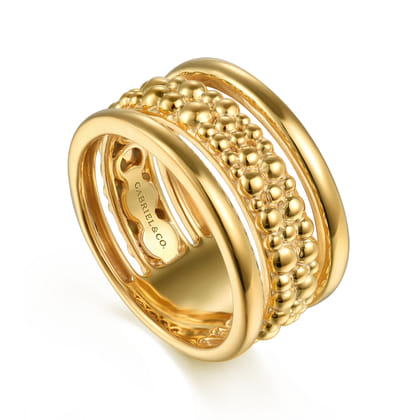 Bujukan Pave - 14K Yellow Gold Pave Bujukan Wide Band Ring
