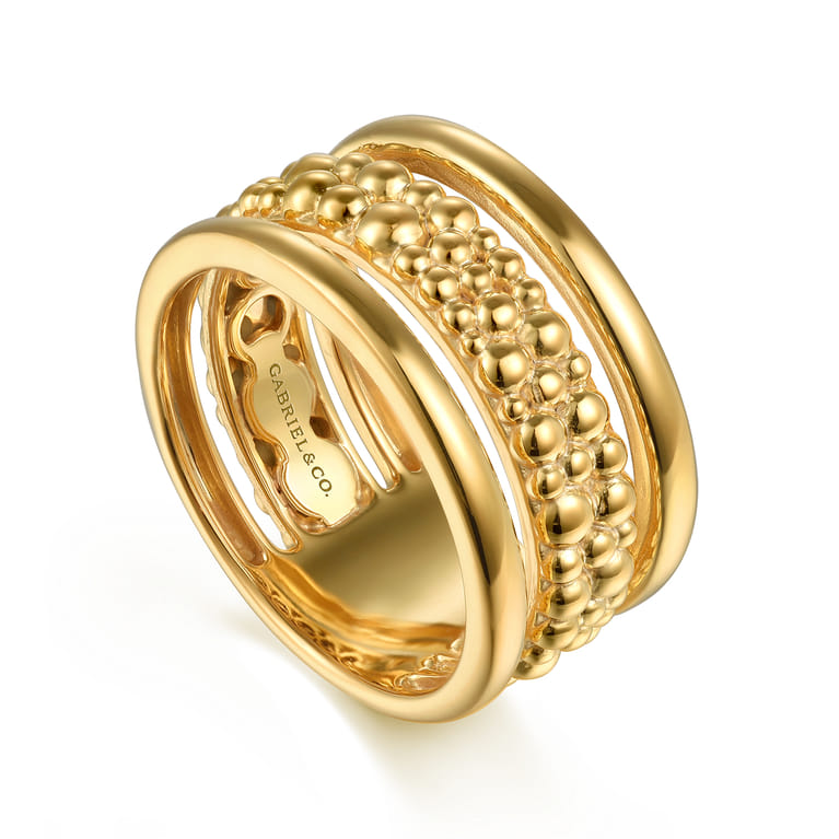Bujukan Pave - 14K Yellow Gold Pave Bujukan Wide Band Ring - Shot 3