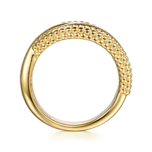 Bujukan Pave - 14K Yellow Plain Gold Bujukan Criss Cross Ring