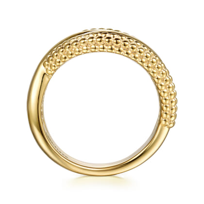 Bujukan Pave - 14K Yellow Plain Gold Bujukan Criss Cross Ring