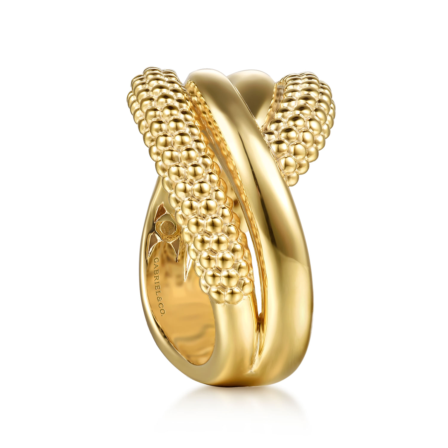 Bujukan Pave - 14K Yellow Plain Gold Bujukan Criss Cross Ring