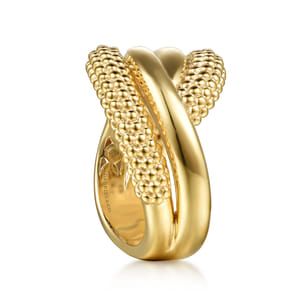 Bujukan Pave - 14K Yellow Plain Gold Bujukan Criss Cross Ring