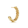 Bujukan Pave - 14K Yellow Plain Gold Bujukan J Hoop Stud Earrings
