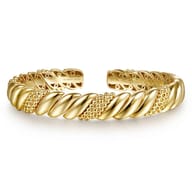 Bujukan Pave - 14K Yellow Plain Gold Bujukan Split Bangle Bracelet