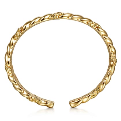 Bujukan Pave - 14K Yellow Plain Gold Bujukan Split Bangle Bracelet