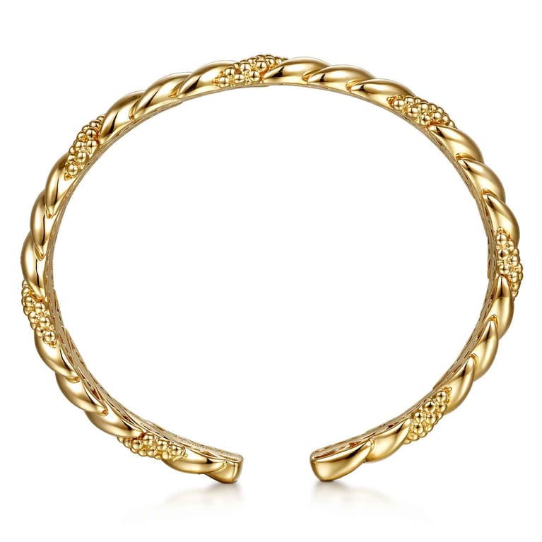 Bujukan Pave - 14K Yellow Plain Gold Bujukan Split Bangle Bracelet - Shot 3