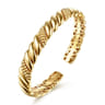 Bujukan Pave - 14K Yellow Plain Gold Bujukan Split Bangle Bracelet