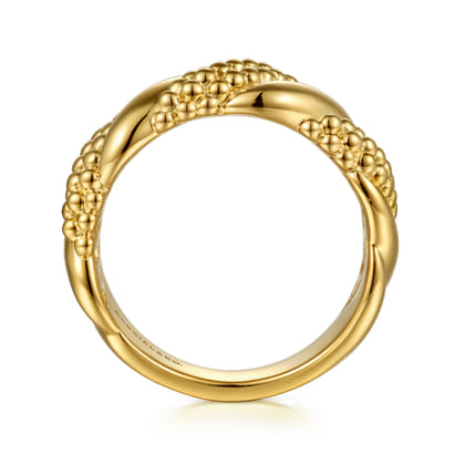 Bujukan Pave - 14K Yellow Plain Gold Bujukan Twisted Ring