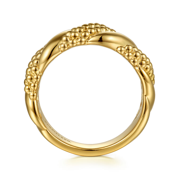 Bujukan Pave - 14K Yellow Plain Gold Bujukan Twisted Ring - Shot 2