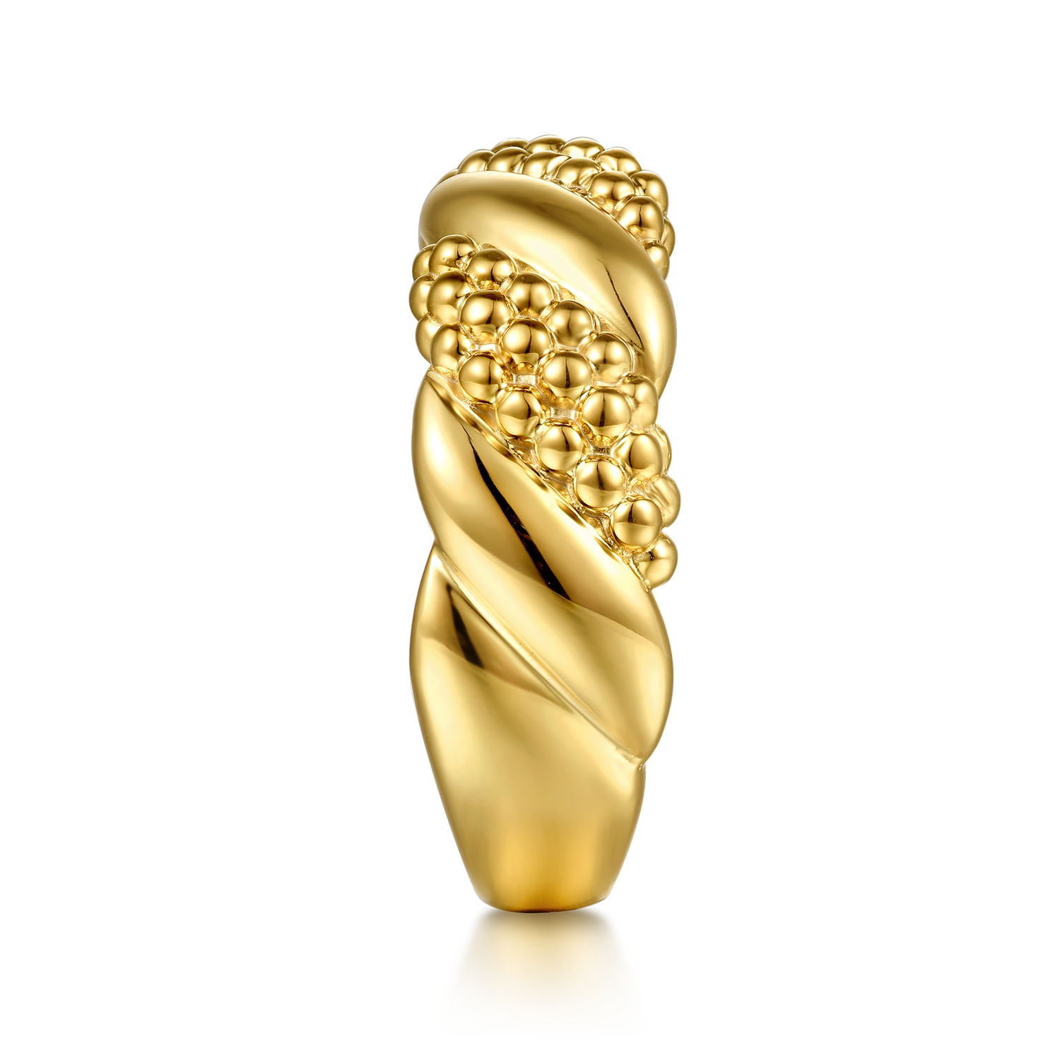Bujukan Pave - 14K Yellow Plain Gold Bujukan Twisted Ring