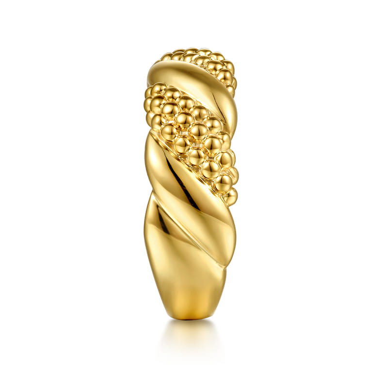 Bujukan Pave - 14K Yellow Plain Gold Bujukan Twisted Ring - Shot 4
