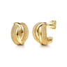 Bujukan Pave - 14K Yellow Plain Gold Bujukan Wrap J Hoop Stud Earrings