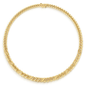 Bujukan Pave - 14K Yellow Plain Gold Pave Bujukan Necklace
