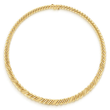 Bujukan Pave - 14K Yellow Plain Gold Pave Bujukan Necklace